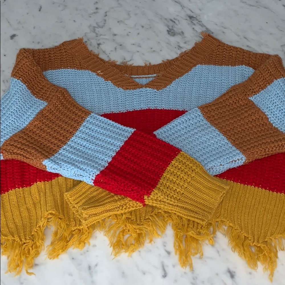 cropped rainbow sweater